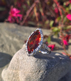 14k white gold citrine filigree Deco c.1920's estate ring