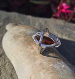 14k white gold citrine filigree Deco c.1920's estate ring