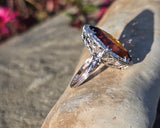 14k white gold citrine filigree Deco c.1920's estate ring