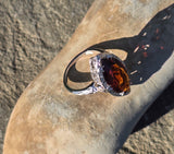 14k white gold citrine filigree Deco c.1920's estate ring