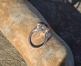 14k white gold citrine filigree Deco c.1920's estate ring