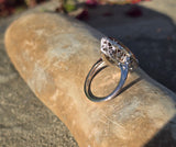 14k white gold citrine filigree Deco c.1920's estate ring