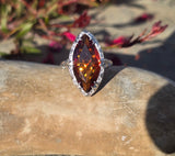 14k white gold citrine filigree Deco c.1920's estate ring