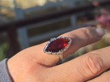14k white gold citrine filigree Deco c.1920's estate ring