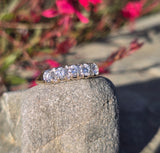 14k gold two-tone 5 diamond estate wedding stackable band