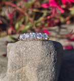 14k gold two-tone 5 diamond estate wedding stackable band