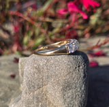 14k gold two-tone 5 diamond estate wedding stackable band