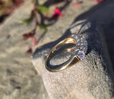 14k gold two-tone 5 diamond estate wedding stackable band
