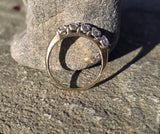 14k gold two-tone 5 diamond estate wedding stackable band