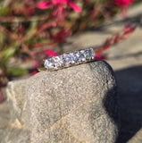 14k gold two-tone 5 diamond estate wedding stackable band
