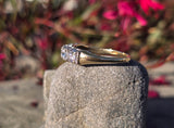 14k gold two-tone 5 diamond estate wedding stackable band