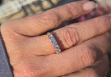 14k gold two-tone 5 diamond estate wedding stackable band