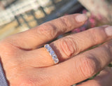 14k gold two-tone 5 diamond estate wedding stackable band