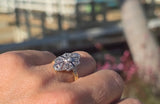 18ct gold two-tone Deco estate sapphire and diamond antique ring