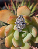 18ct gold two-tone Deco estate sapphire and diamond antique ring