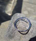 14k white gold diamond 2 row estate band - apx .33ct tw