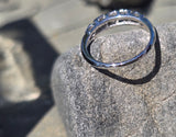 14k white gold diamond 2 row estate band - apx .33ct tw