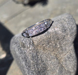 14k white gold diamond 2 row estate band - apx .33ct tw
