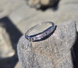 14k white gold Deco diamond stackable estate band