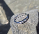 14k white gold Deco diamond stackable estate band