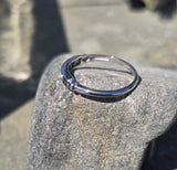 14k white gold Deco diamond stackable estate band