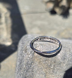 14k white gold Deco diamond stackable estate band