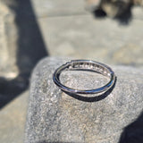 14k white gold Deco diamond stackable estate band