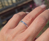14k white gold Deco diamond stackable estate band