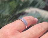 14k white gold diamond 2 row estate band - apx .33ct tw