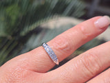 14k white gold diamond 2 row estate band - apx .33ct tw