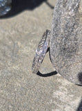 Platinum diamond channel set engraved eternity wedding stackable band - size 6.75