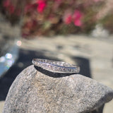 Platinum diamond channel set engraved eternity wedding stackable band - size 6.75