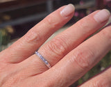 14k white gold Deco diamond stackable estate band