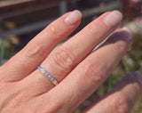 14k white gold Deco diamond stackable estate band