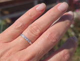 14k white gold Deco diamond stackable estate band