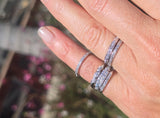 14k white gold Deco diamond stackable estate band