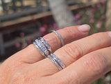14k white gold Deco diamond stackable estate band