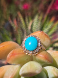 14k gold Victorian turquoise & rose cut diamond antique ring