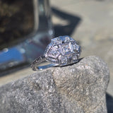 18k white gold Art Deco diamond vintage estate ring