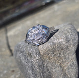 18k white gold Art Deco diamond vintage estate ring