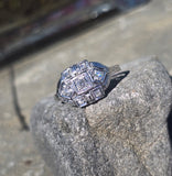 18k white gold Art Deco diamond vintage estate ring