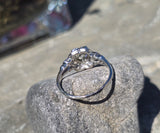 Platinum Art Deco European diamond vintage estate engagement wedding ring