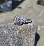 Platinum Art Deco European diamond vintage estate engagement wedding ring