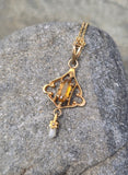 10k gold Victorian citrine and pearl necklace pendant lavaliere
