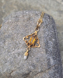 10k gold Victorian citrine and pearl necklace pendant lavaliere