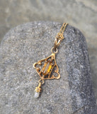 10k gold Victorian citrine and pearl necklace pendant lavaliere
