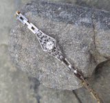 platinum & 18ct gold two tone antique diamond bracelet - c.1920's