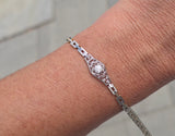 platinum & 18ct gold two tone antique diamond bracelet - c.1920's