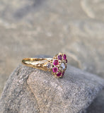 18ct gold ruby and diamond antique Georgian ring