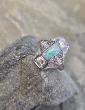 Platinum filigree c.1920's opal and diamond ring